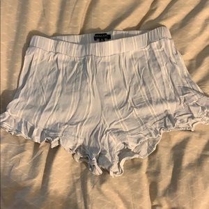 Striped White and Blue Flowy Shorts